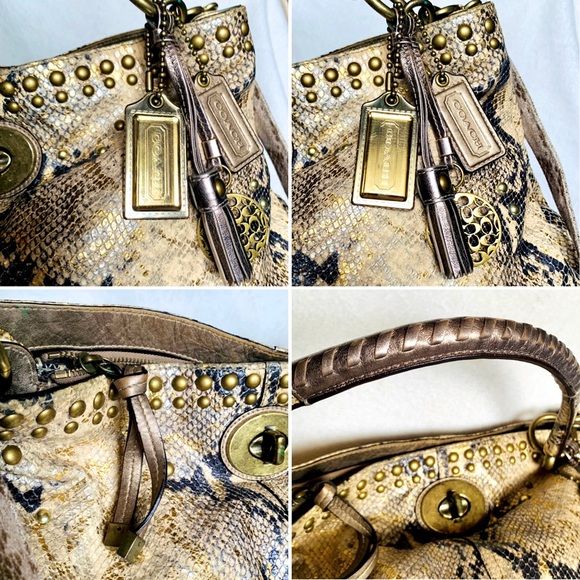 RARE⚡️COACH Limited Edition Hamptons Embossed Python Turnlock Hobo - Picture 8 of 16
